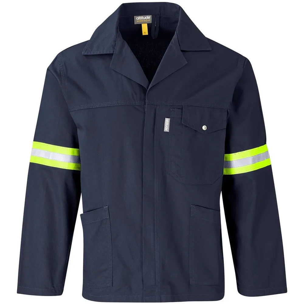 Artisan Premium 100% Cotton Jacket - Reflective Arms - Yellow Tape - Navy